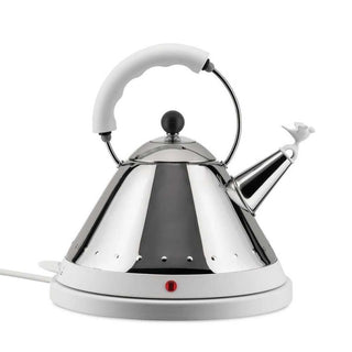 Alessi MG32 electric kettle in steel with coloured handle and base Alessi Steel/White - Buy now on ShopDecor - Discover the best products by ALESSI design