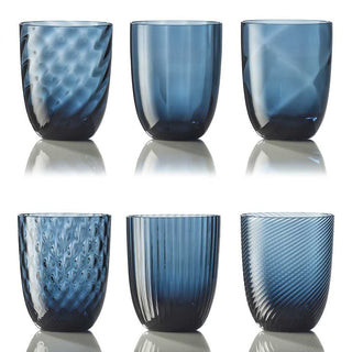 Nason Moretti Idra set 6 water glasses different texture