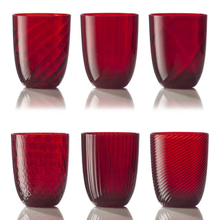 Nason Moretti Idra set 6 water glasses different texture